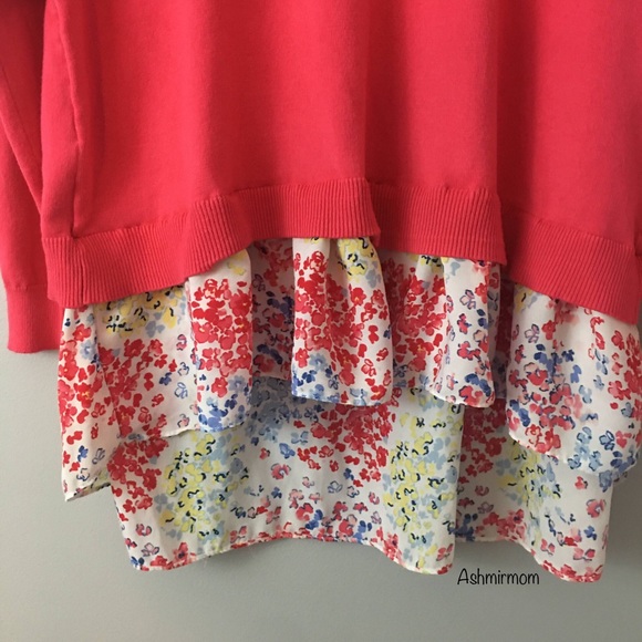 TIME and TRU Sweater Layered Floral Print Large - Picture 2 of 5